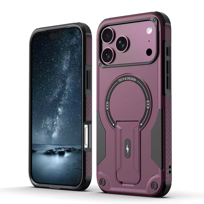 Heavy Equipment Bucket - iPhone 18 Pro Maxおよび17に対応。MagSafe磁石内蔵、2-in-1仕様の頑丈な耐衝撃アーマー、目立たないスタンド付きのスマートフォン保護ケース。